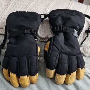 Men's Black and Yellow Winter Gloves